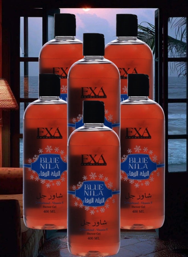 EXA Cosmetics 6 Pieces Shower Gel Blue Indigo 400ML - Image 1
